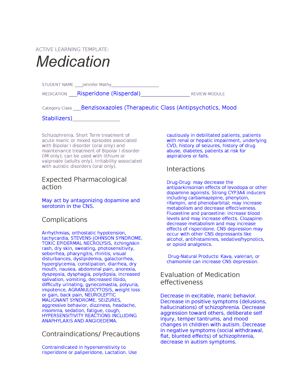 risperidone-risperdal-active-learning-template-medication-student-name-jennifer-studocu