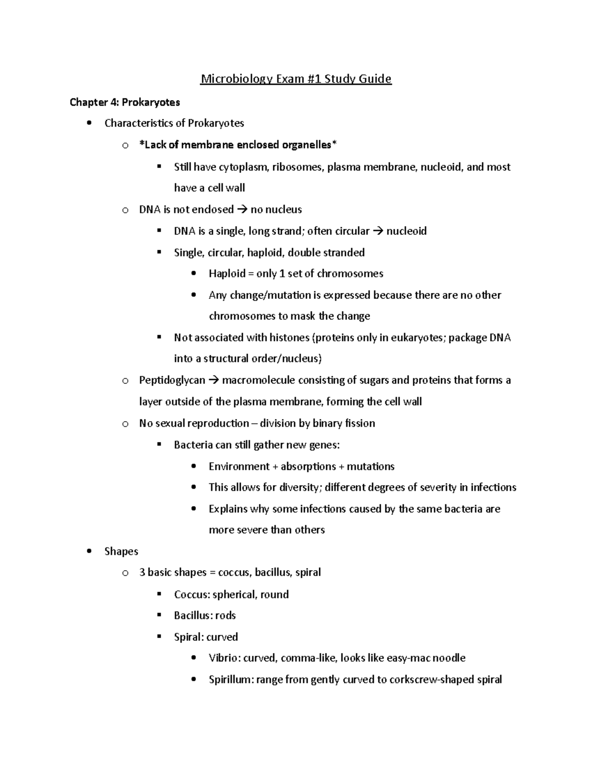 Microbiology Exam 1 Study Guide - Microbiology Exam #1 Study Guide ...