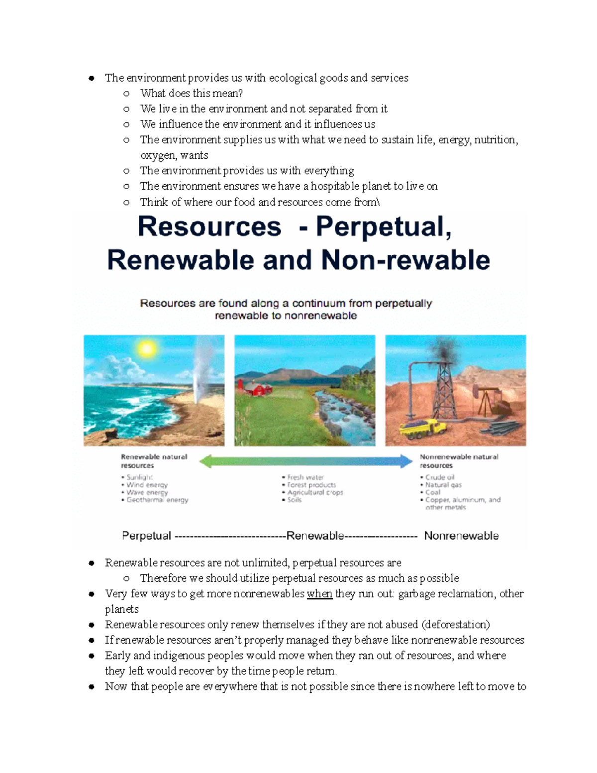 Environmental Notes 2B - The environment provides us with ecological ...