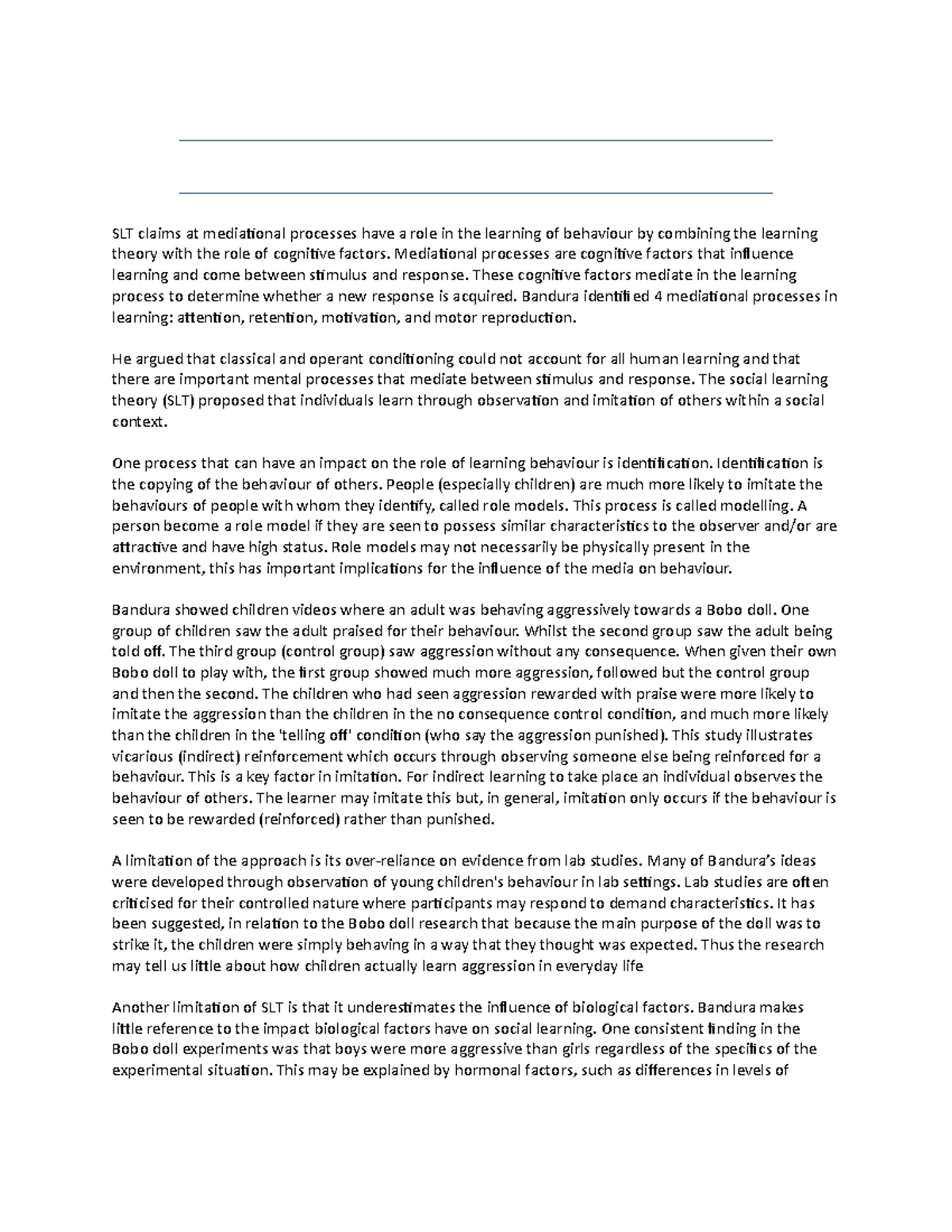 16m Social Learning Theory of attachment - SLT claims at mediational ...