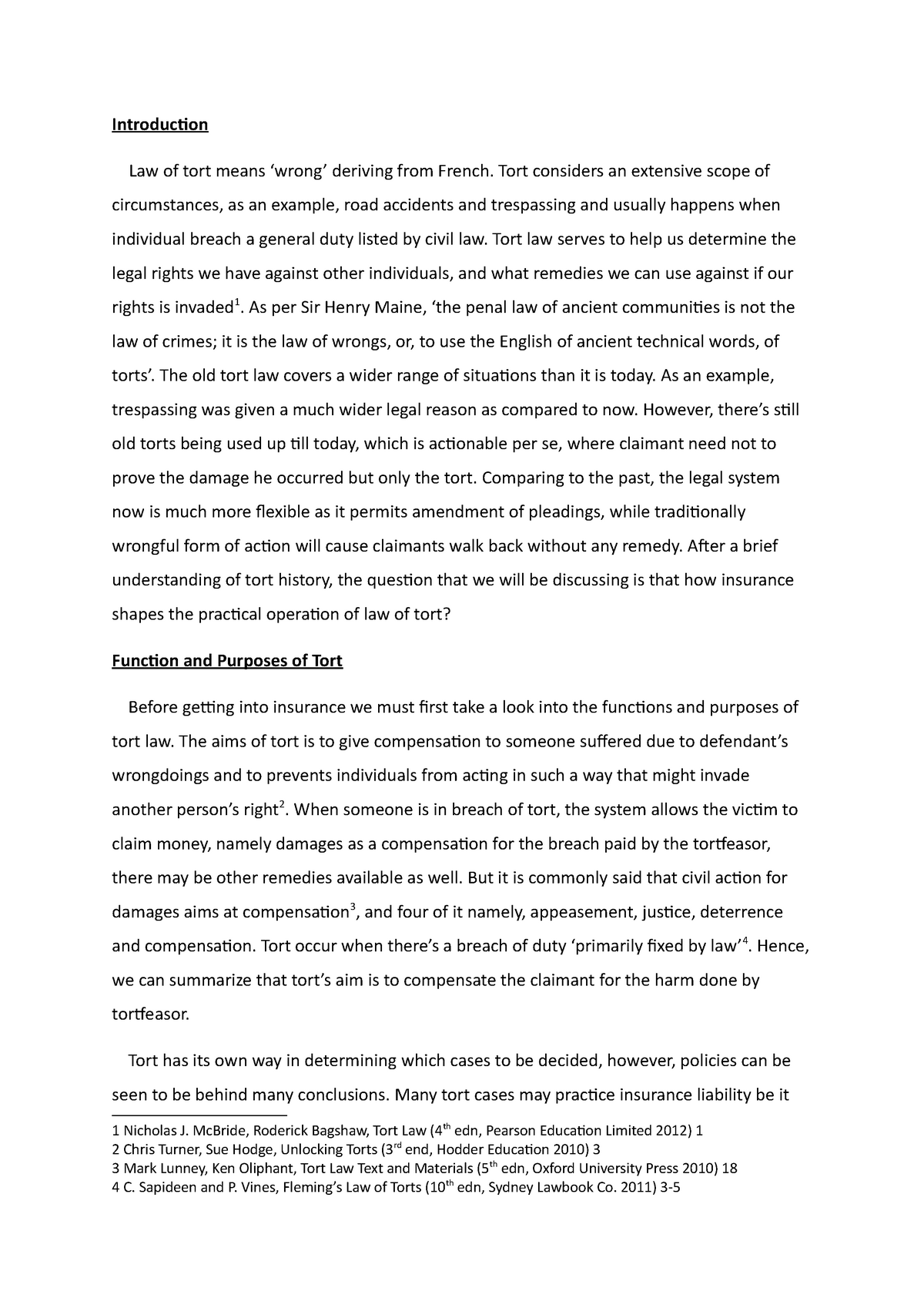 tort law example essay