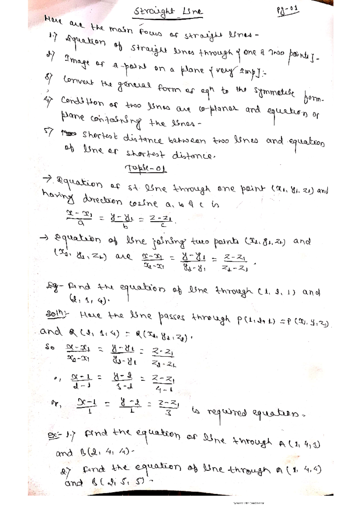 Straight Line pdf - sss - Straight Line Here are the main focus of ...