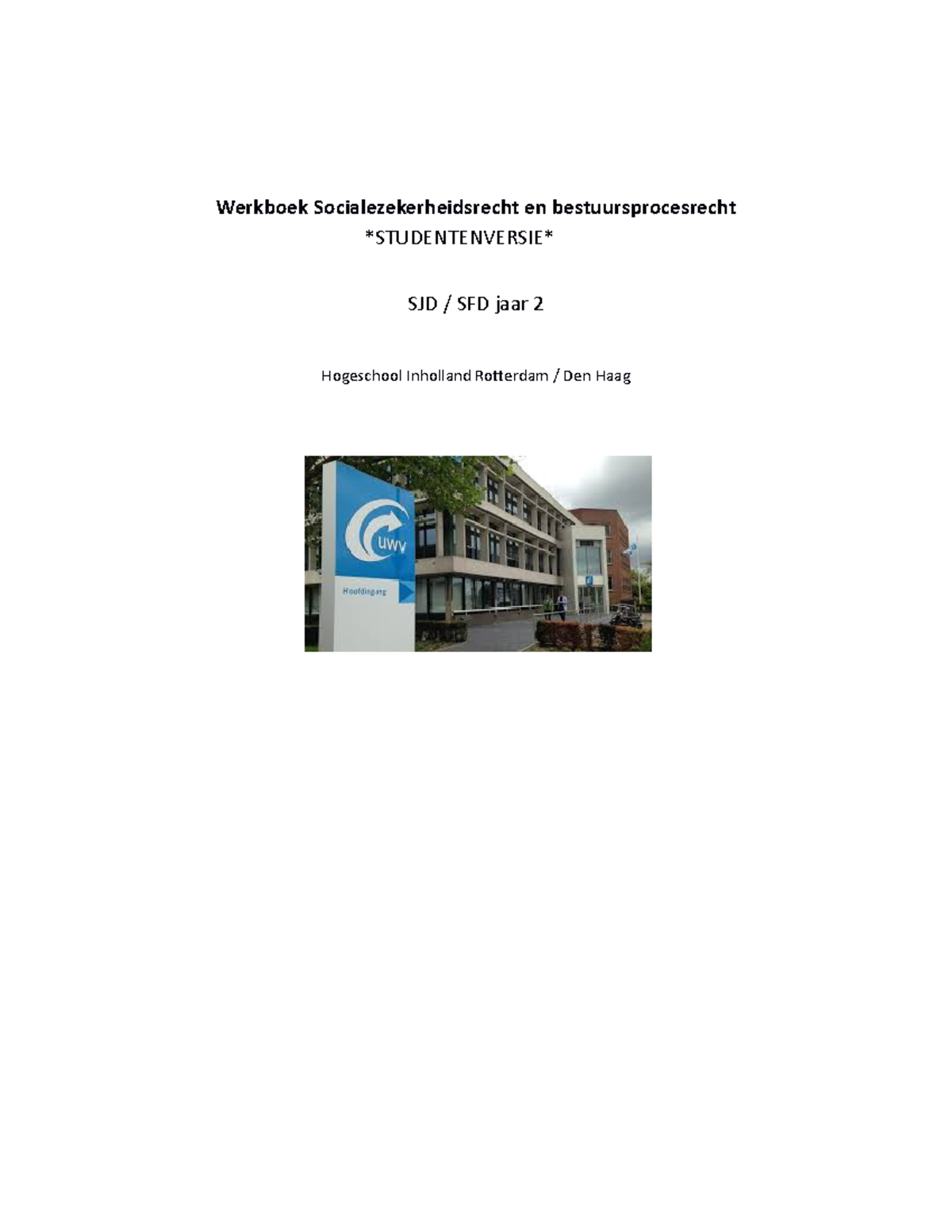 Werkboek SZR En Bestuursprocesrecht - Inholland - Studeersnel