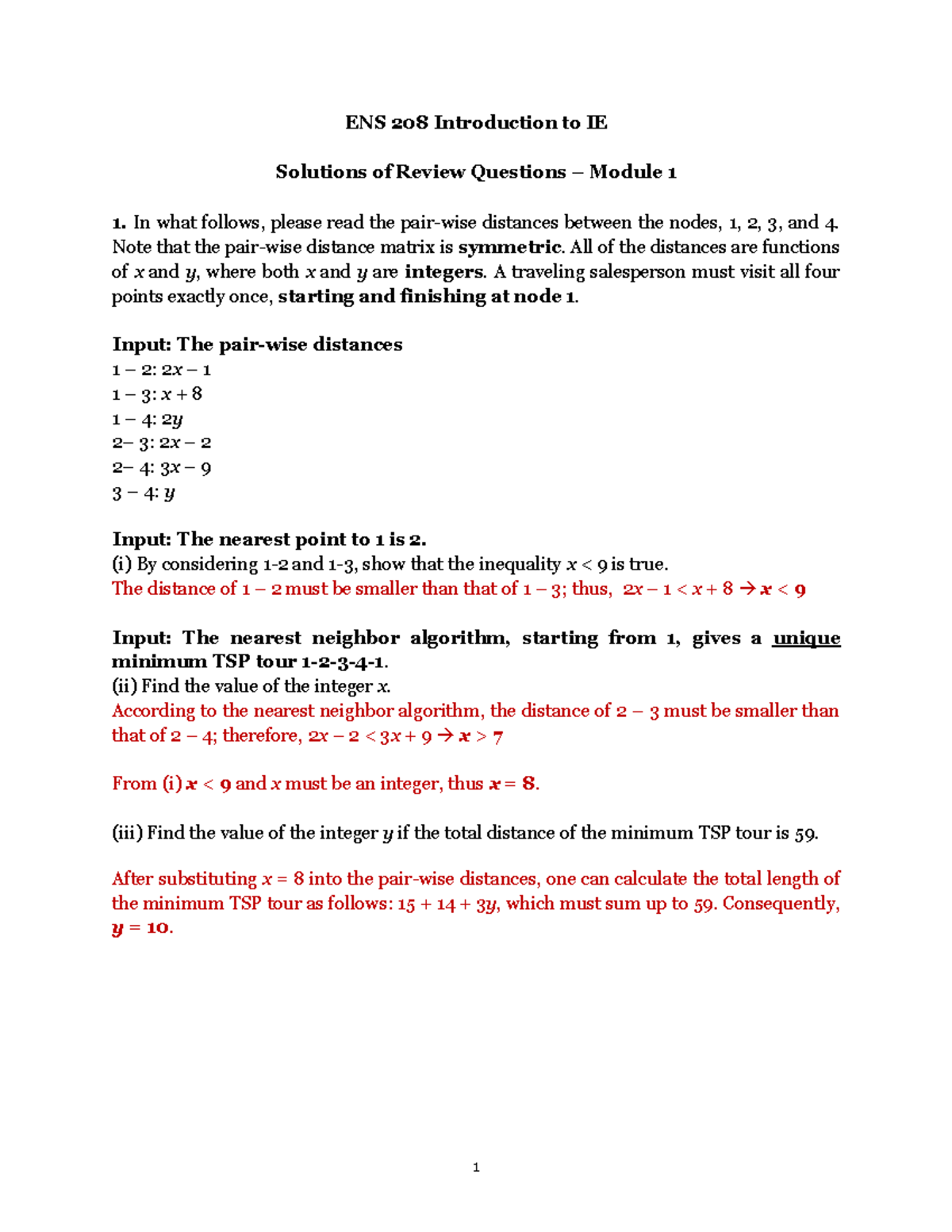 ENS208 Module 1 Review Questions Solutions - ENS 208 Introduction to IE ...