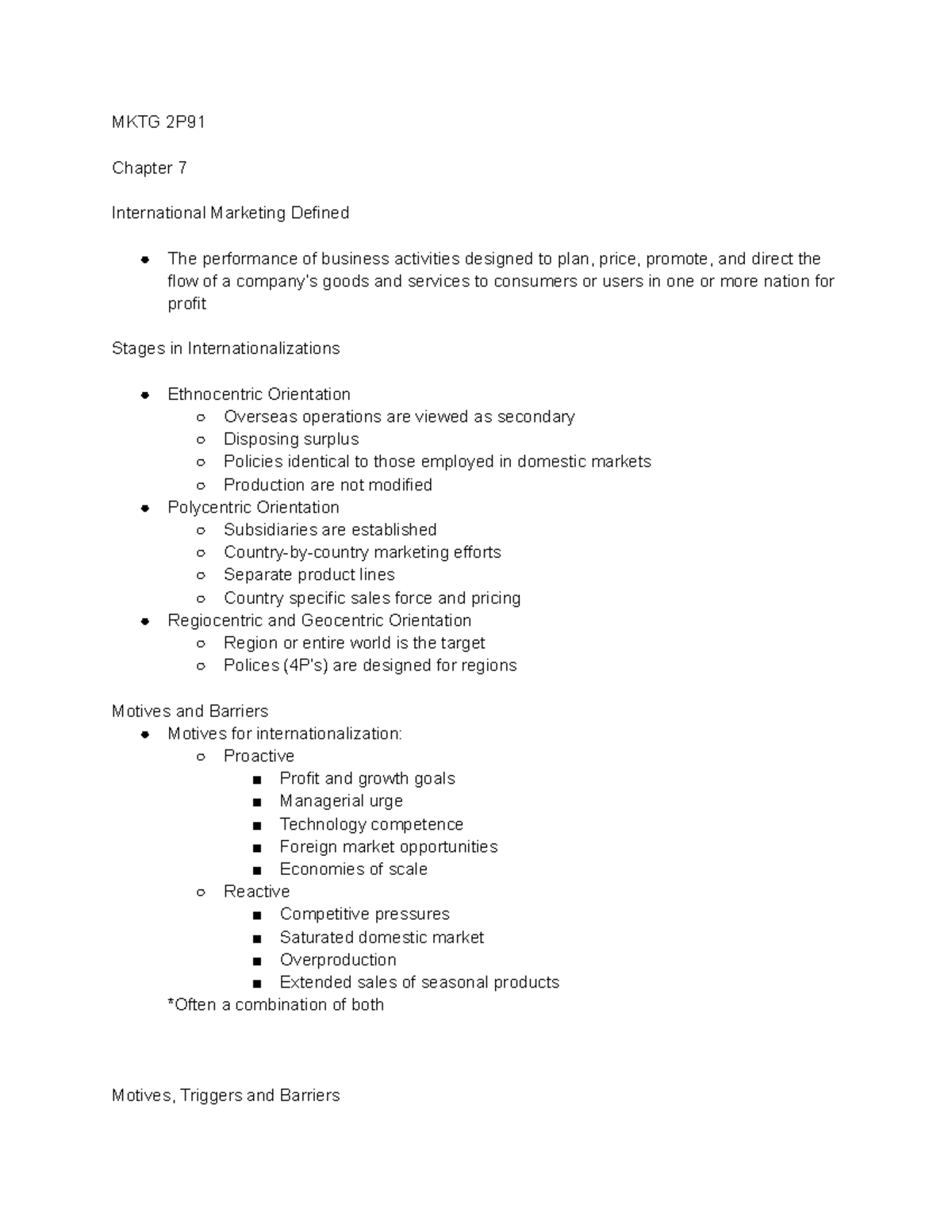 MKTG 2P91 ch 7 8 9 - lecture notes from chapter 7, 8 , and 9 from mktg ...