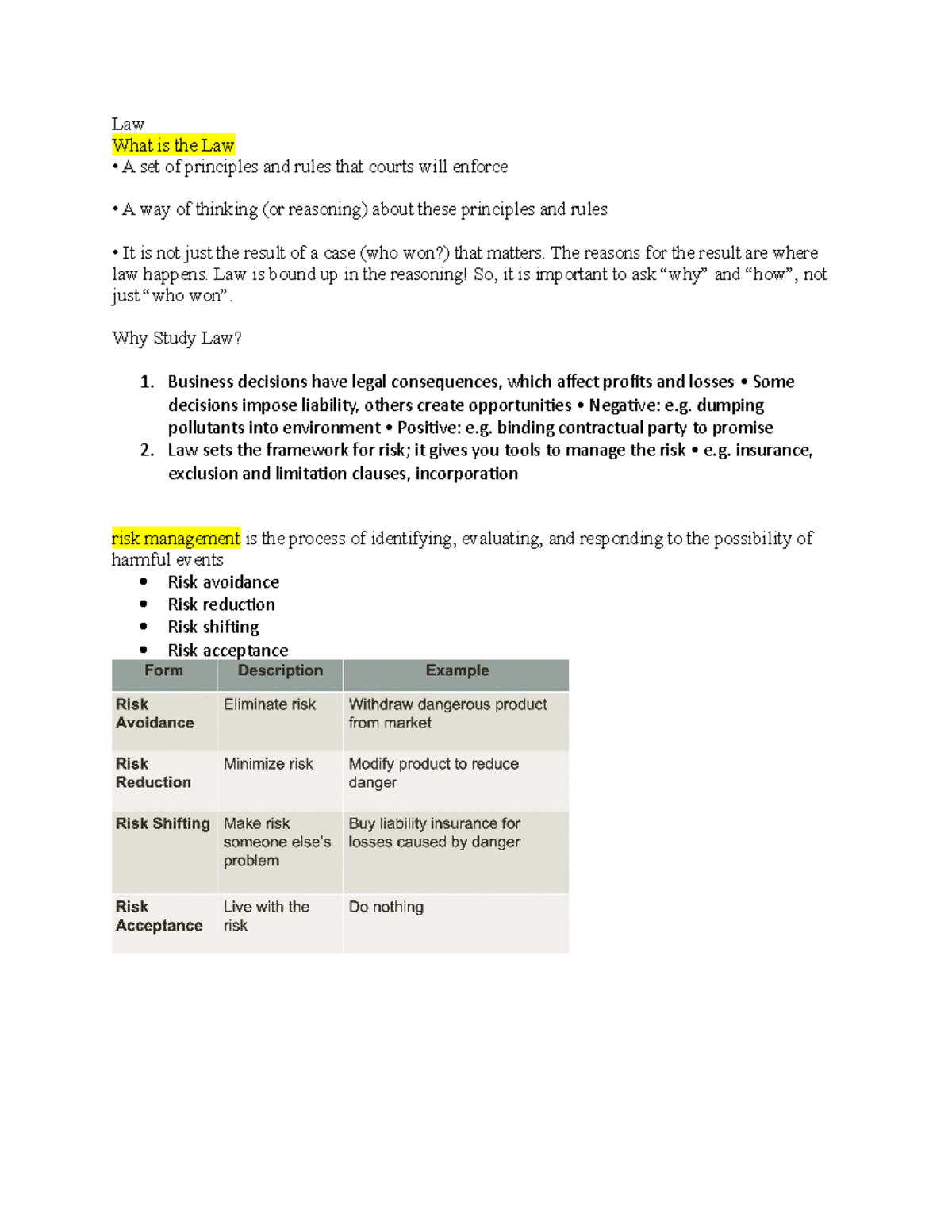 Law - lecture notes - Law What is the Law A set of principles and rules ...