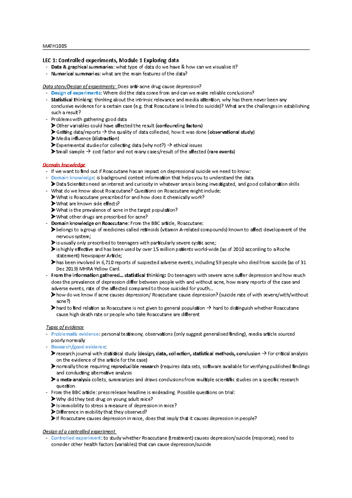 MATH1005 crash course notes/summary USYD - MATH LEC 1: Controlled ...