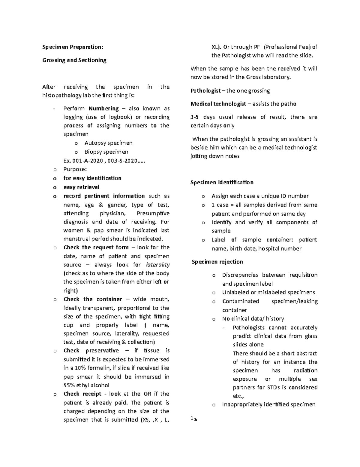 Grossing techniques and important notes - Specimen Preparation ...