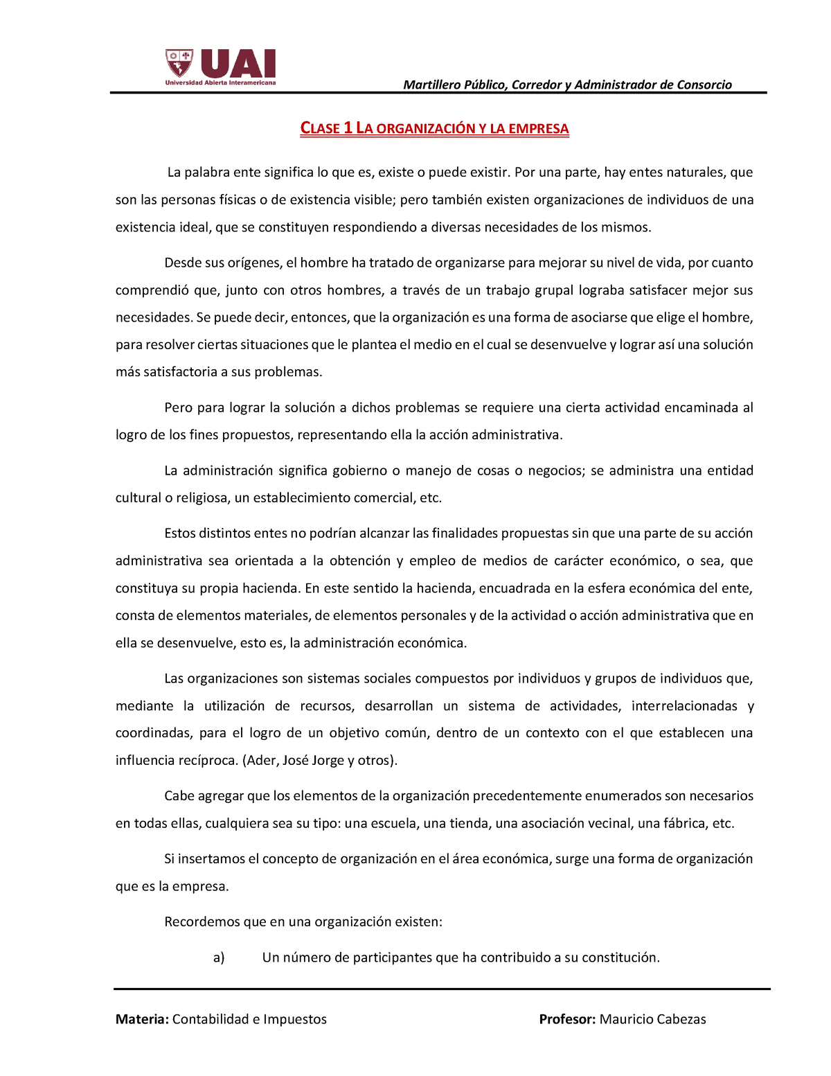 Clase 1 Unidad 1 Contabilidad Para Principiantes Clase 1 La Organizaci”n Y La Empresa La 2697