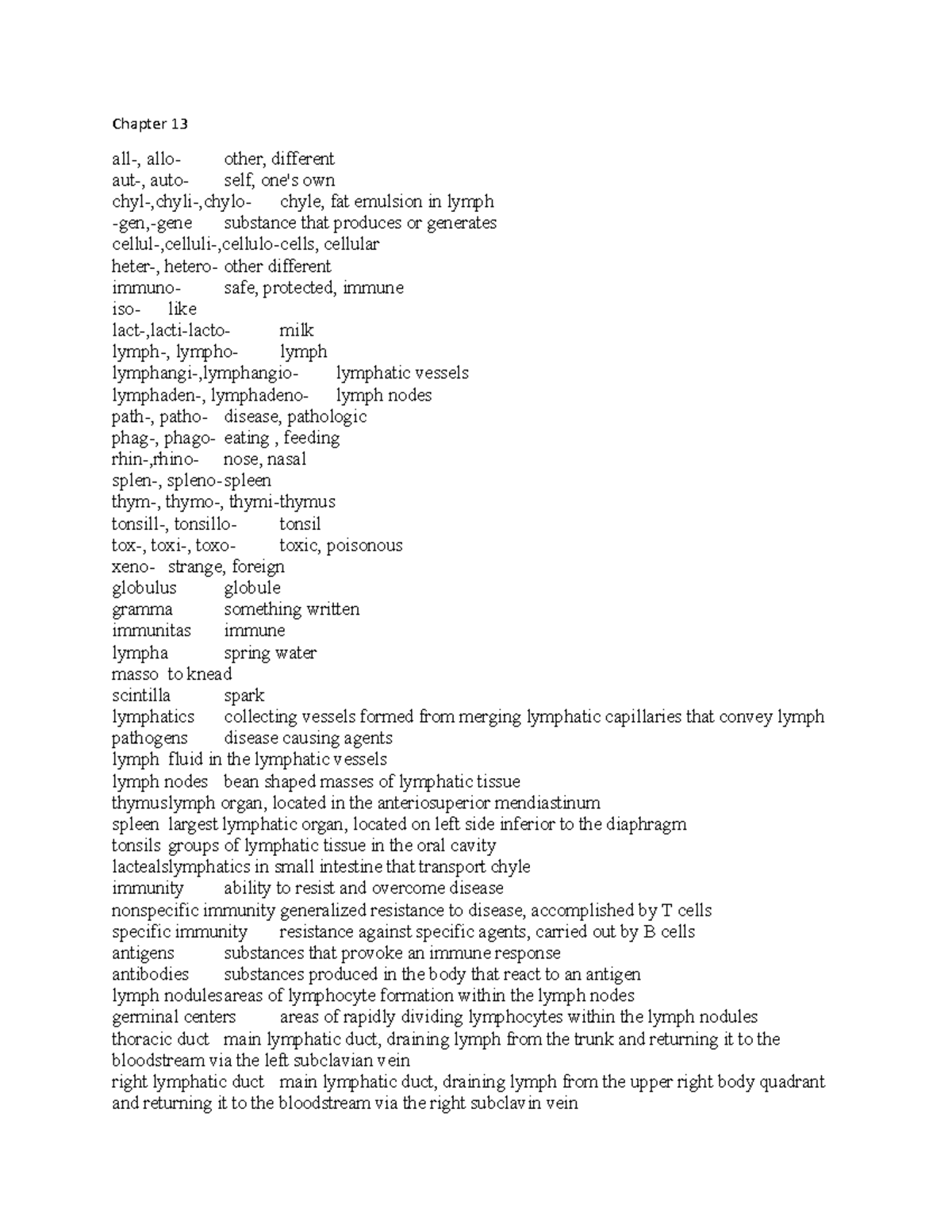 Exam 4 adv med term - material for test - Chapter 13 alloother ...