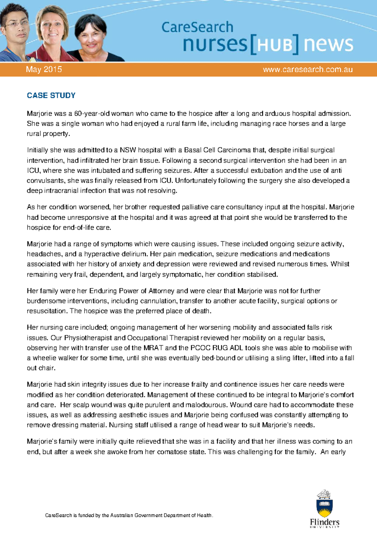 Sample narrative Nursing Case Study Example - CareSearch is funded by ...