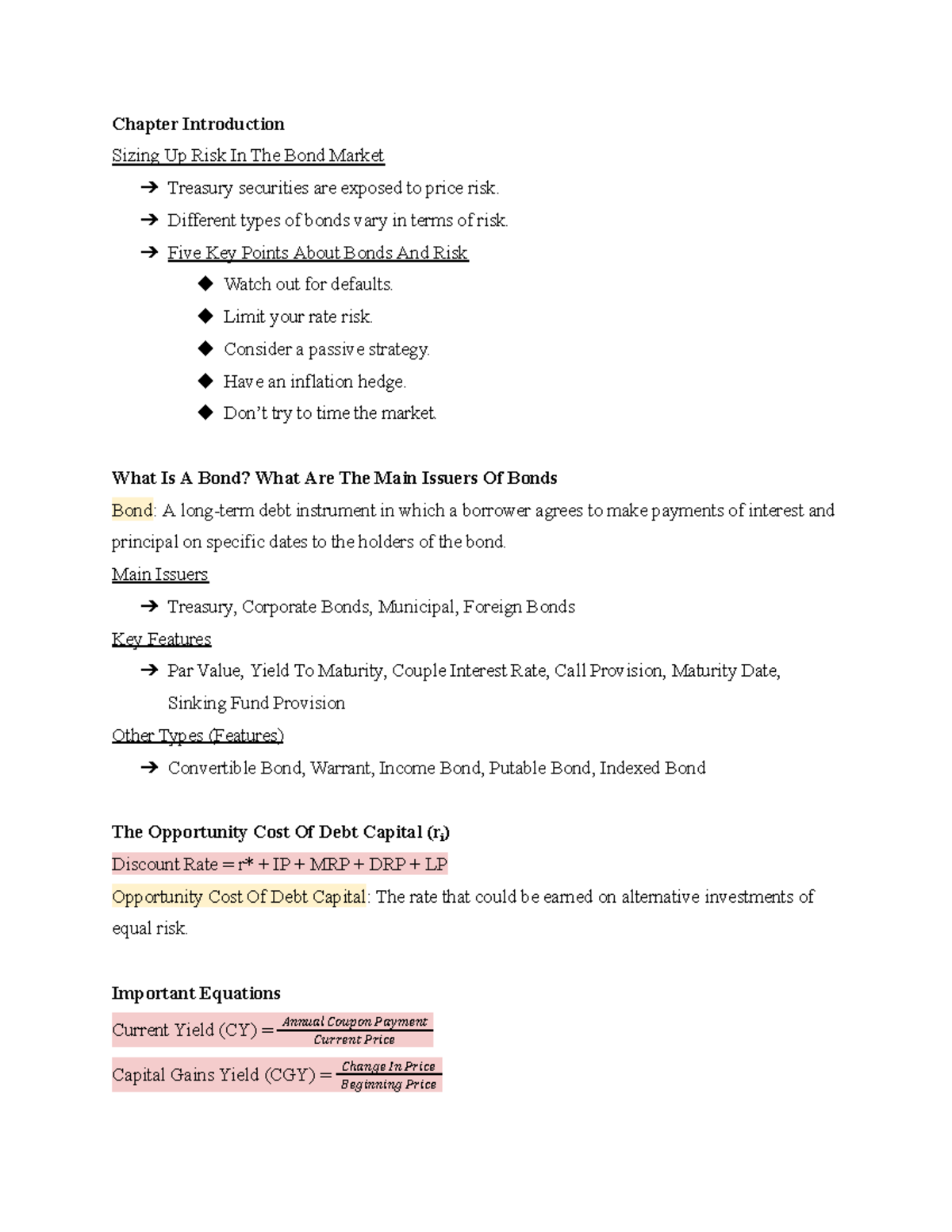 Chapter 7 - Bonds And Their Valuation - Chapter Introduction Sizing Up ...