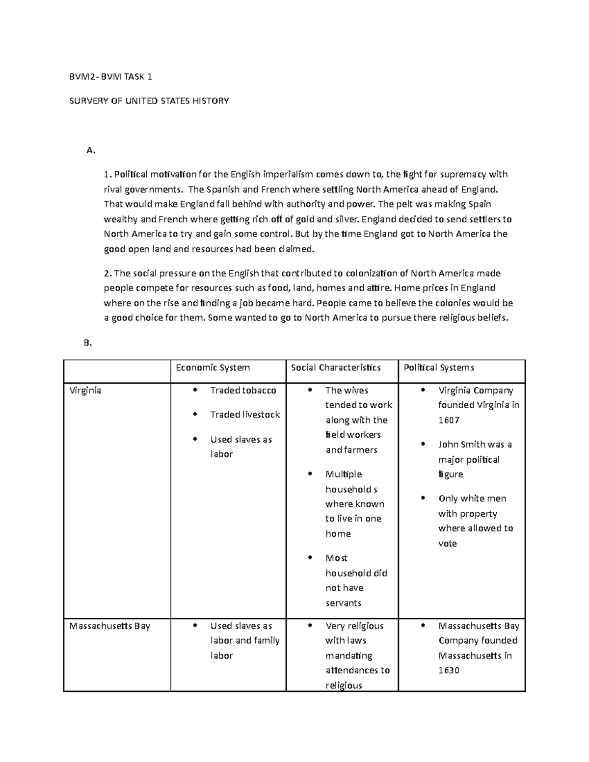 C121T1 - Tast1 - BVM2- BVM TASK 1 SURVERY OF UNITED STATES HISTORY A ...