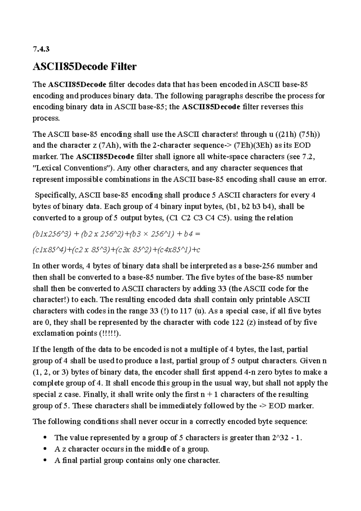 Contents 2 - THIS DOCUMENT IS VERY USEFUL - 7. ASCII85Decode Filter The ...