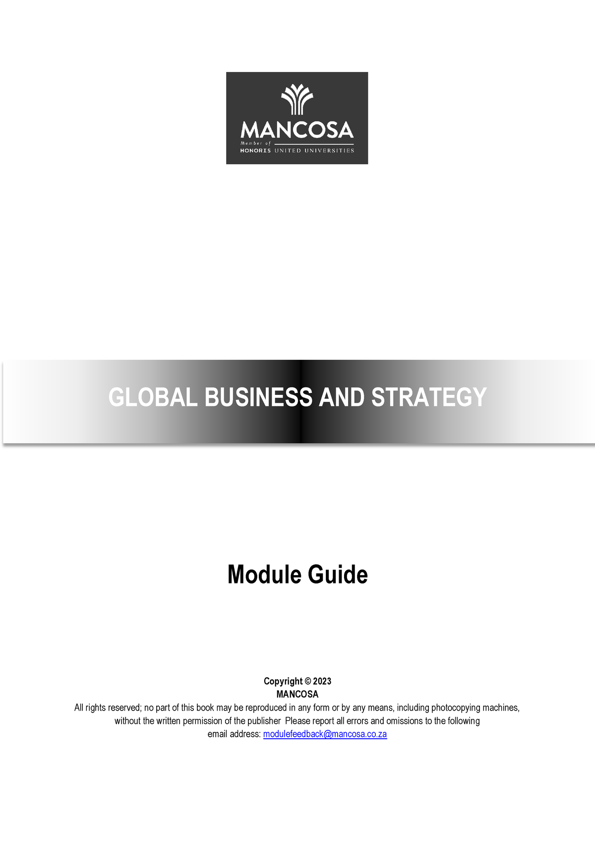 Generic - Global Business And Strategy - Module Guide Copyright © 202 3 ...