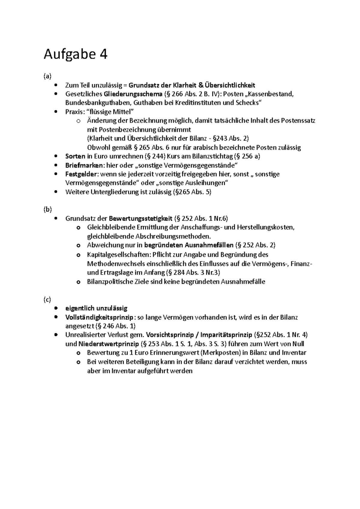 Ja Aufgabe - Aufgabe 4 (a) Zum Teil unzulässig = Grundsatz der Klarheit ...
