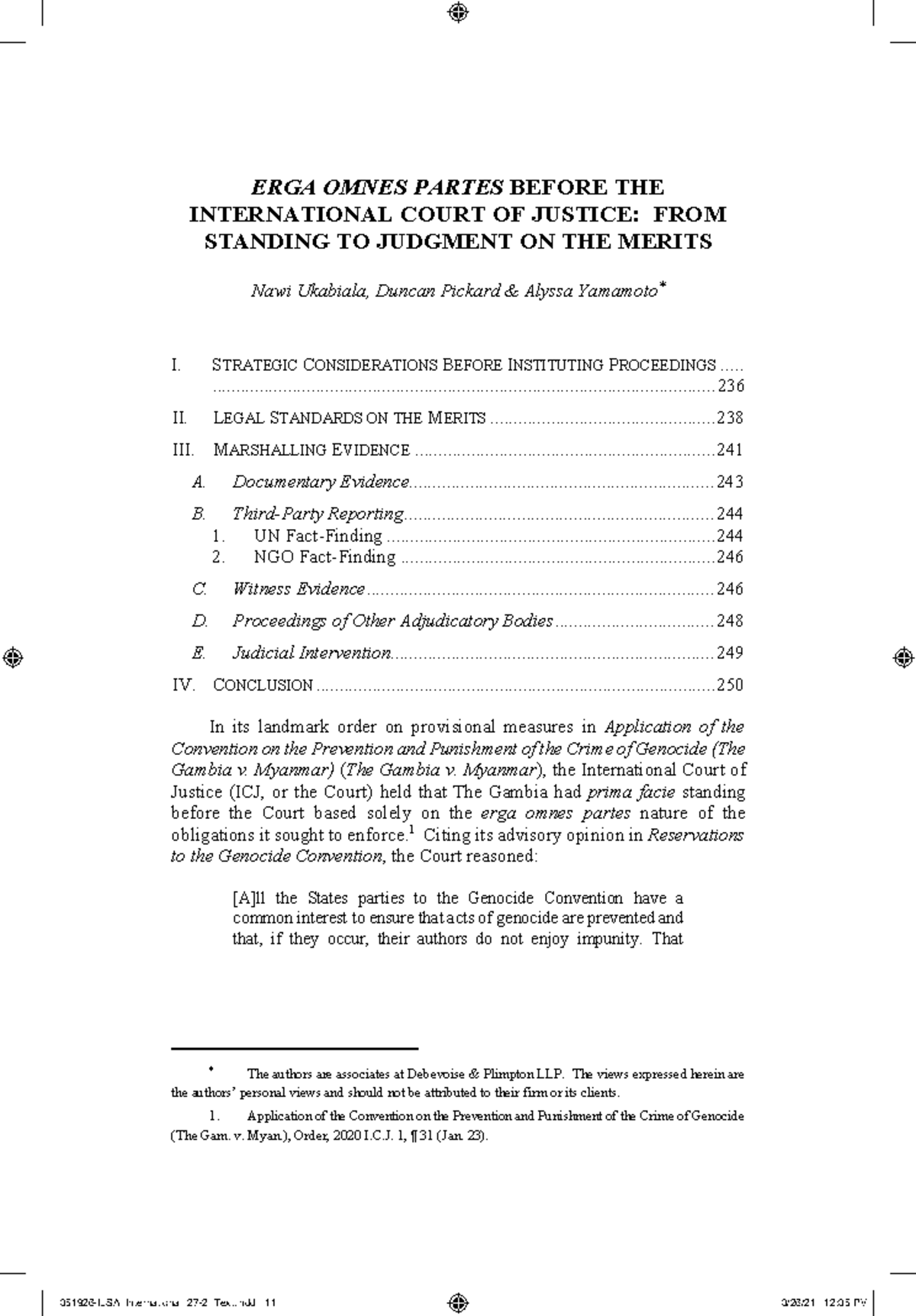 Erga Omnes Partes Before The International Court Of Justice From Erga