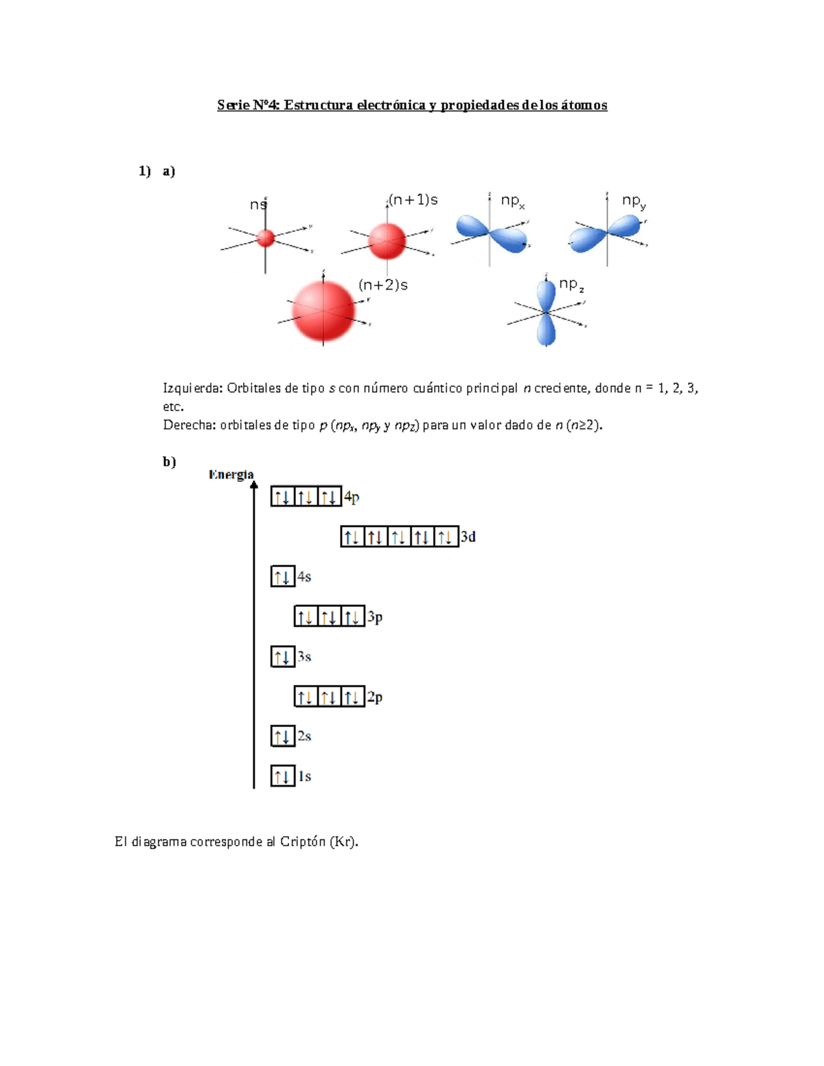 4 Respuestas Serie 4 Estructura Electronica Y Propiedades De Los Atomos Materia Quimica 6486