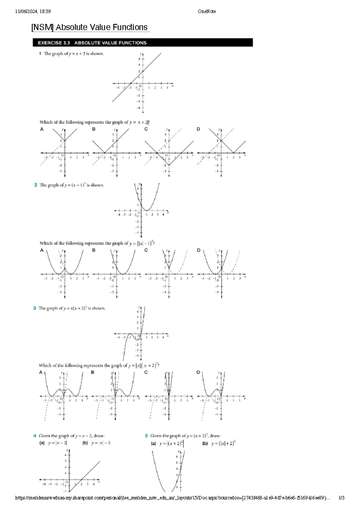 2024 Mathematics Extension 1 - [NSM] Absolute Value Functions 11/06 ...