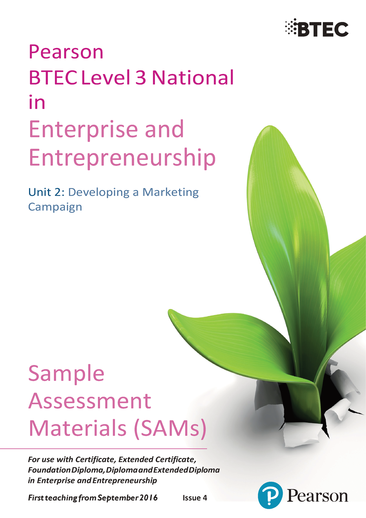 BTEC Level 3 National In Enterprise 31489 H SAM - Pearson BTEC Level 3 ...