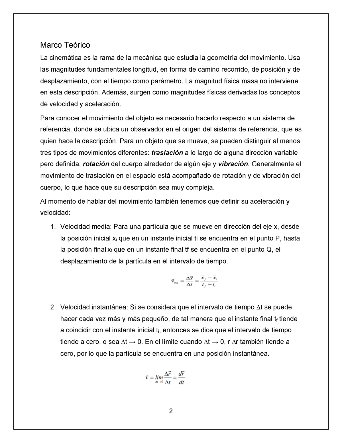 Practica 3 Removed - Lab Fisica 1 - Marco Teórico La Cinemática Es La ...