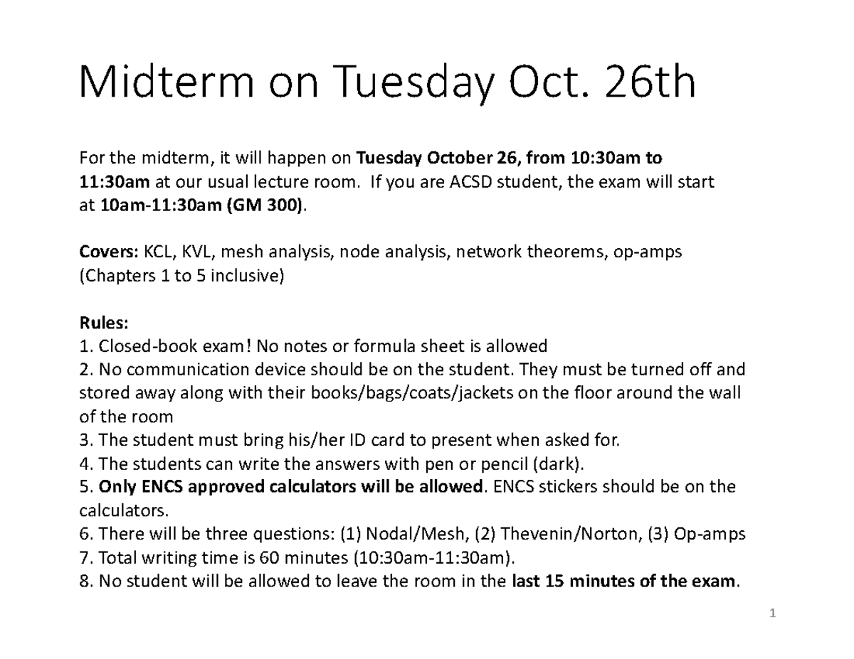 Lecture 5 Capacitors Inductors Annotated Elec273 For The Midterm It Will Happen On Lecture 5 Capacitors Inductors Annotated Elec273 For The Midterm It Will Happen On