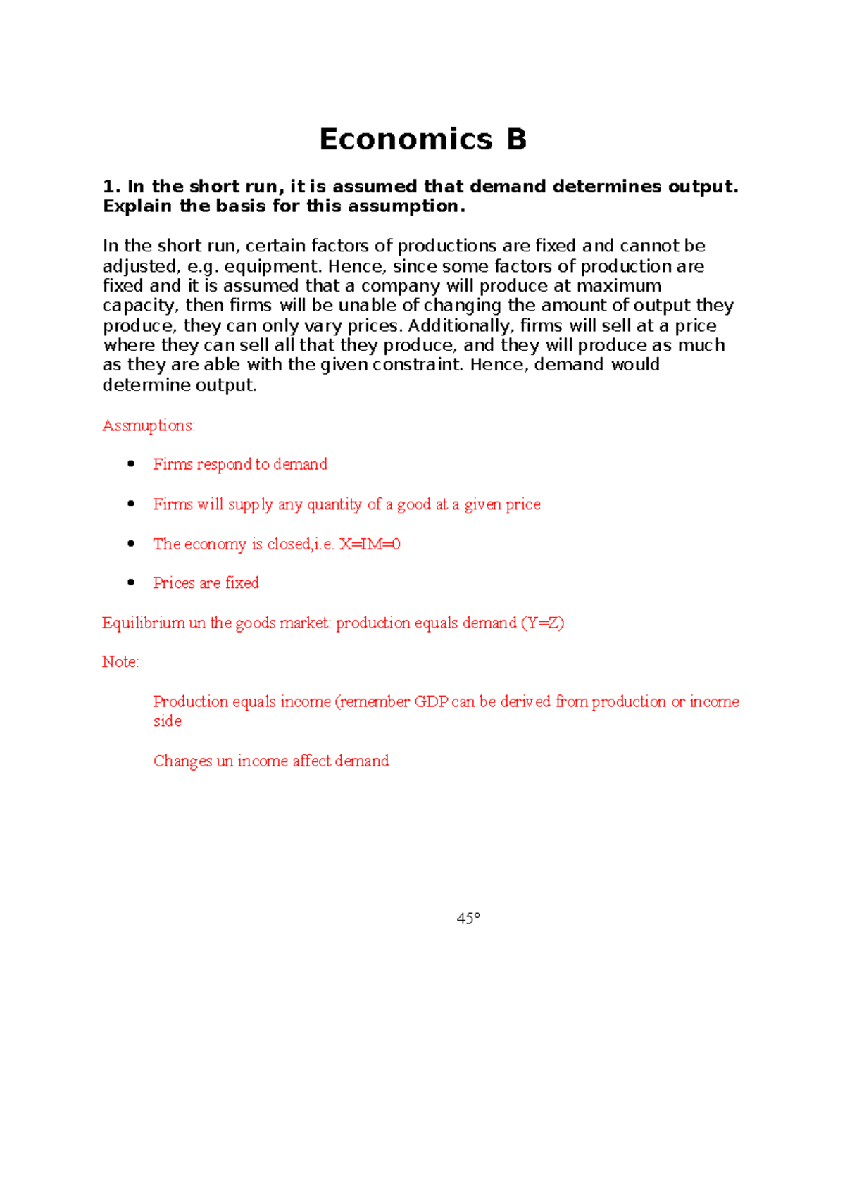 Intermediate Economics- Chapter 1 - Economics B In The Short Run, It Is ...