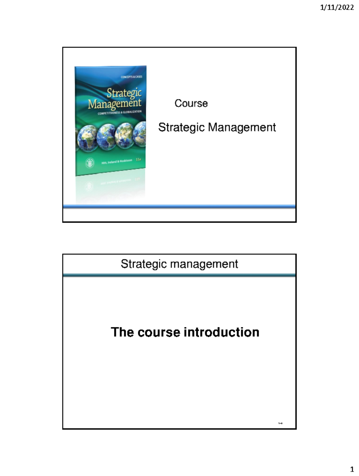 0 Strategic Management Introduction - Course Strategic Management ...