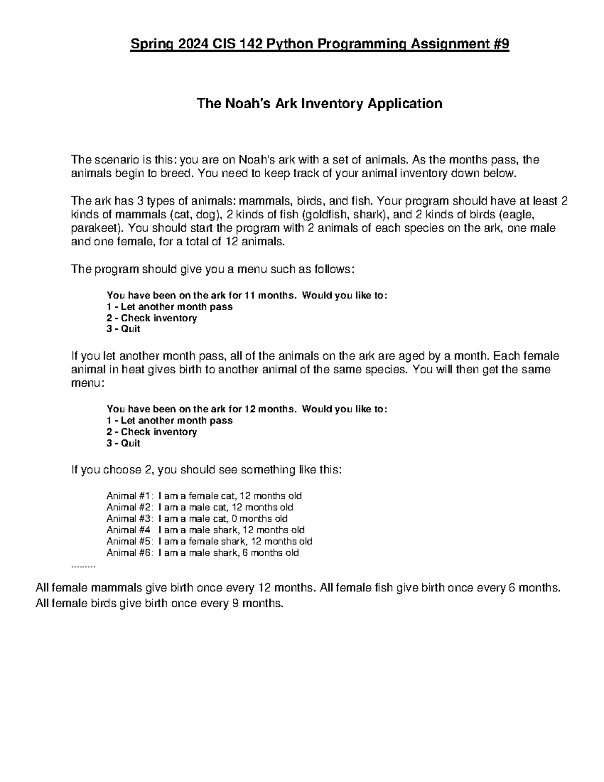 CIS 142 Programming Assignment 9 - Spring 2024 CIS 1 42 Python ...