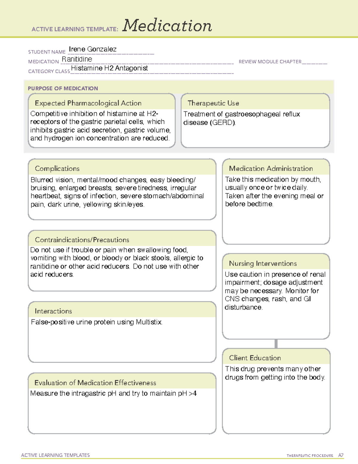 Ranitidine - Review notes and answers for quiz 1 NURS 306. Notes for ...