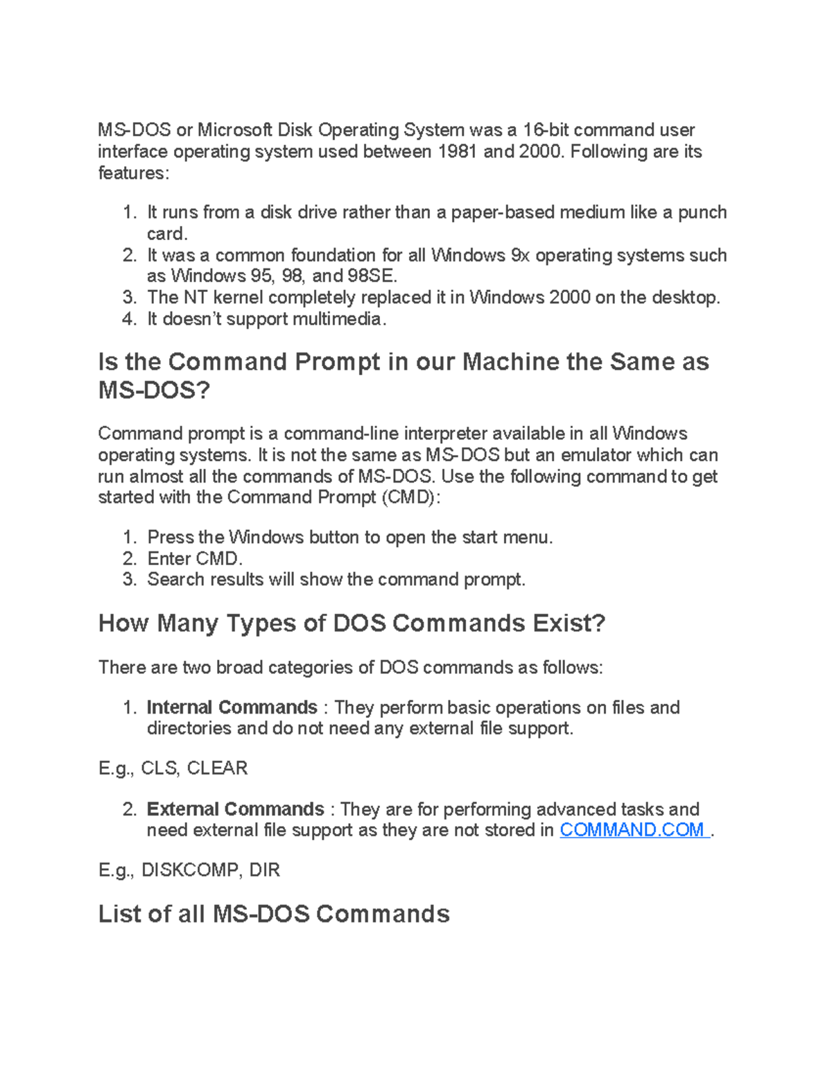 Ms-dos - MS-DOS or Microsoft Disk Operating System was a 16-bit command ...