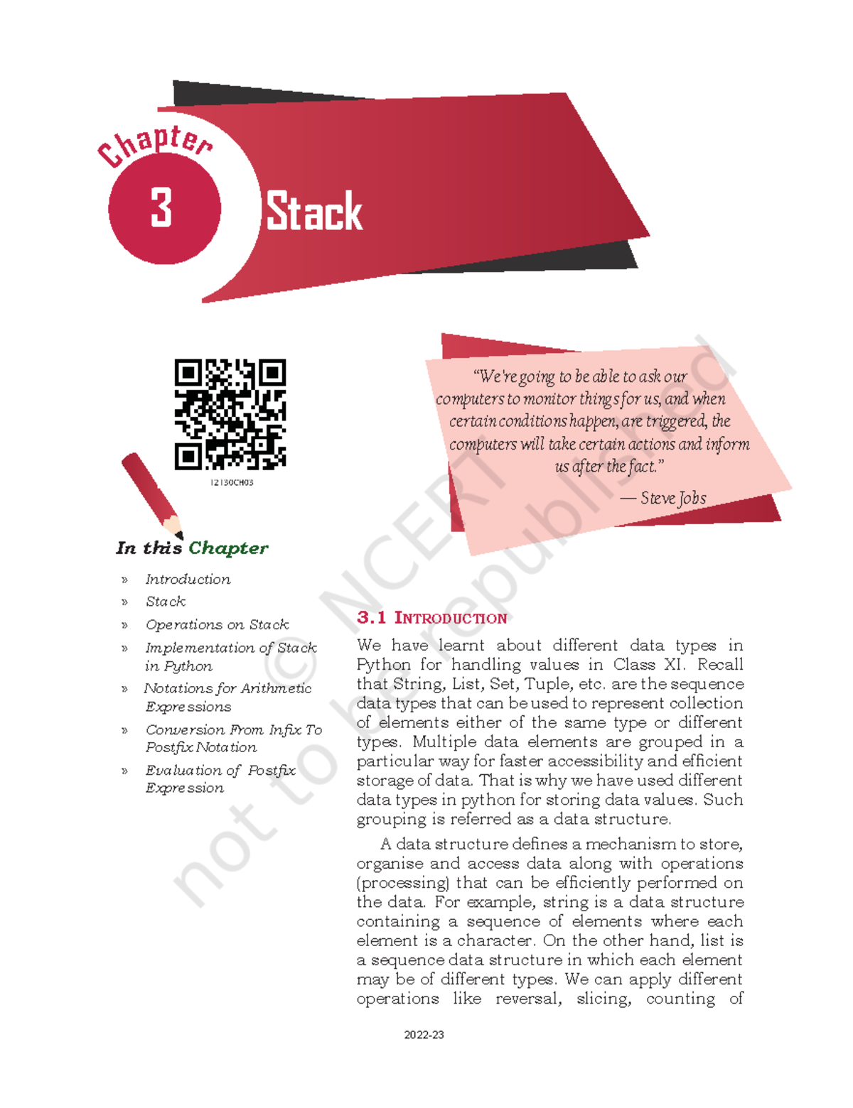 Chapter 3 Stack - We have learnt about different data types in Python ...