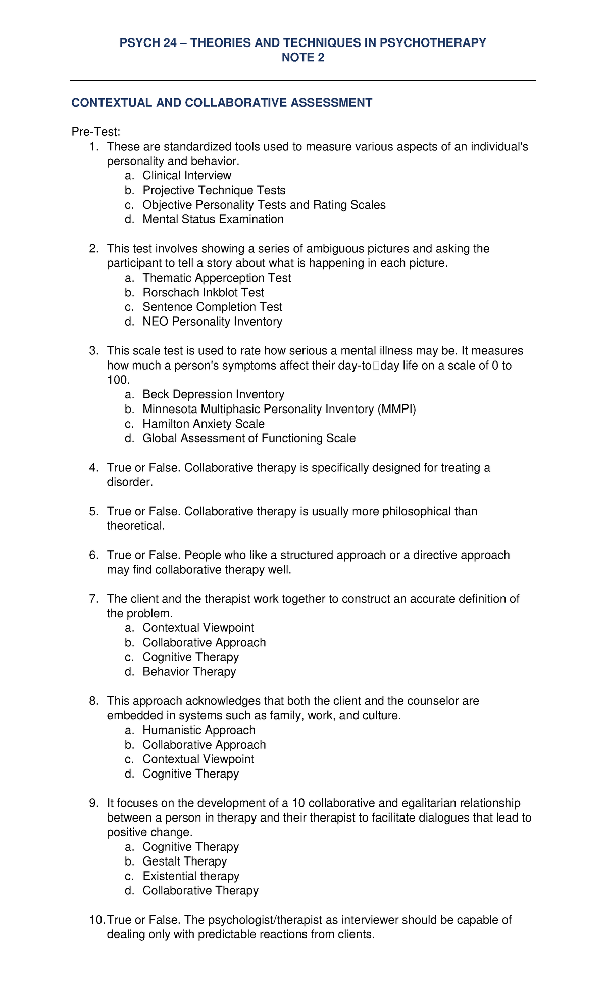 Therapy Note 2 Psych 24 Theories And Techniques In Psychotherapy