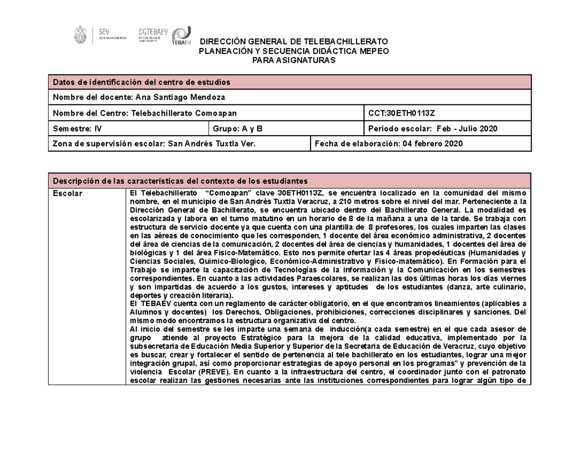 24 - secuencias didacticas - DIRECCIÓN GENERAL DE TELEBACHILLERATO