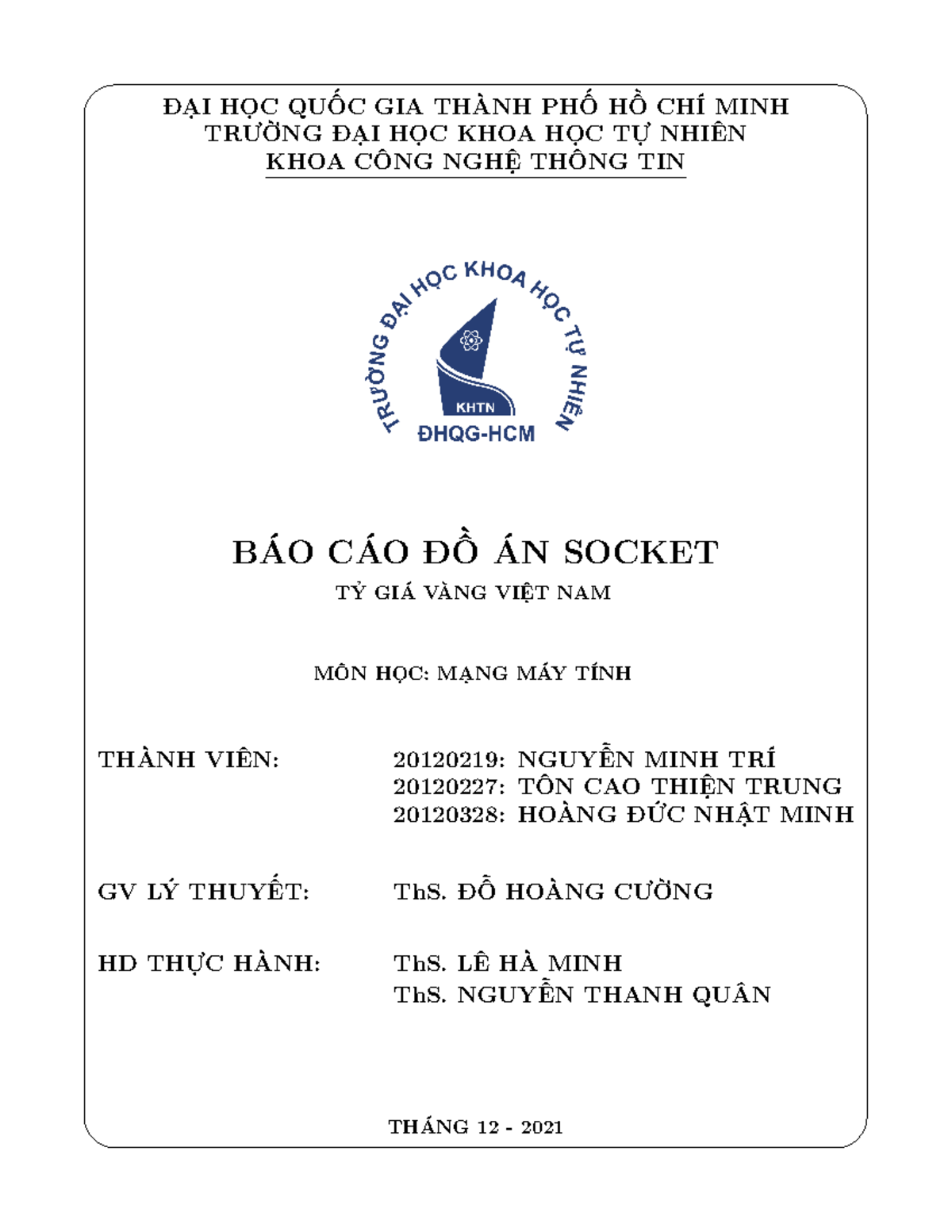 Report MMT Socket - ádb - Applied Math - Trường Đại học Khoa học Tự ...