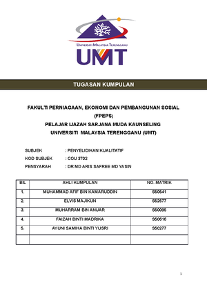 Kajian Kualitatif Kajian Tentang Pelajar Yang Berkahwin Semasa Belajar Di Universiti Tugasan Studocu