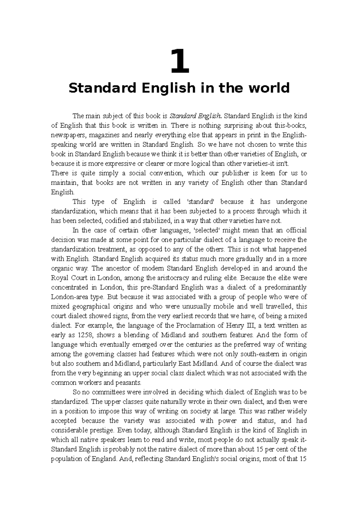 UNIT 1 - Unit 1. Introduction - 1 Standard English In The World The ...