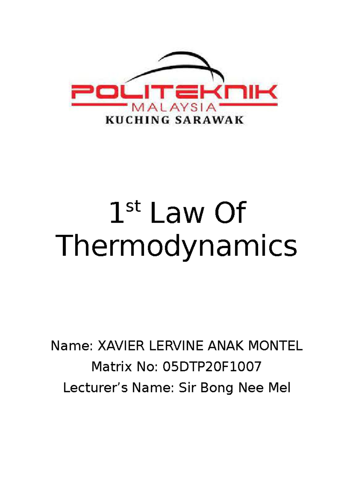 first law of thermodynamics experiment pdf