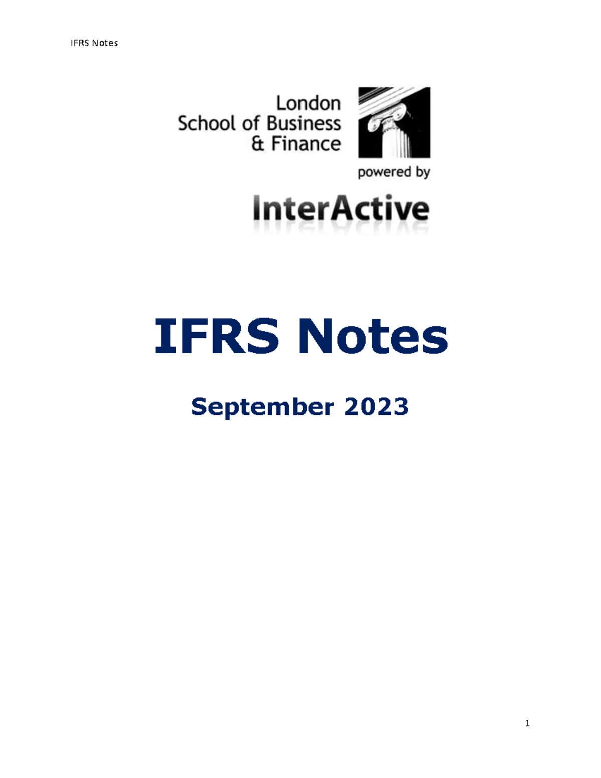 IFRS notes September 2023 - IFRS Notes September 2023 IAS 1 ...