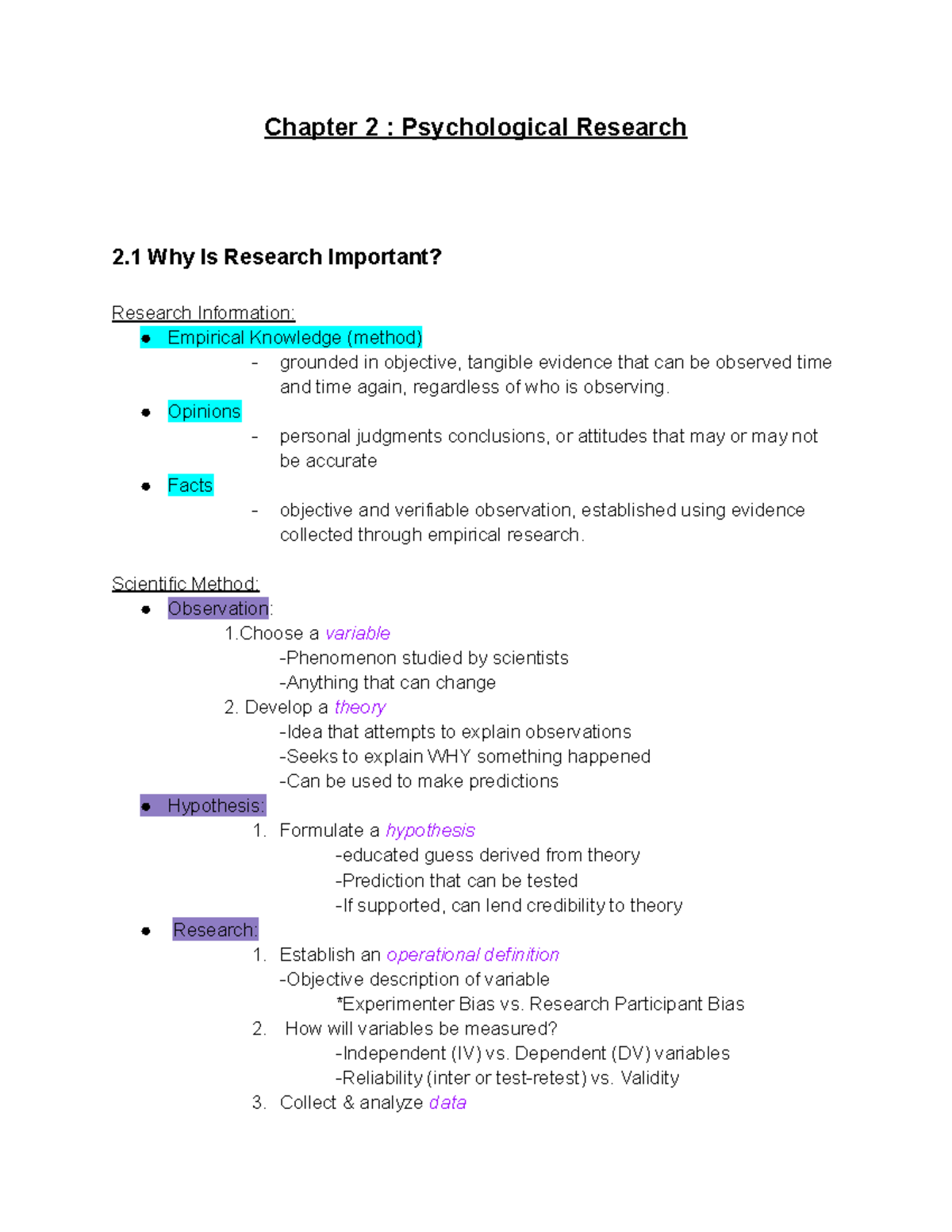 psychological research methods and statistics chapter 2 test