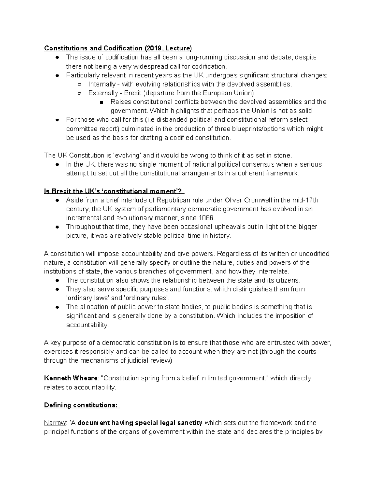 Public Law: UK Constitution - Constitutions and Codification (2019 ...