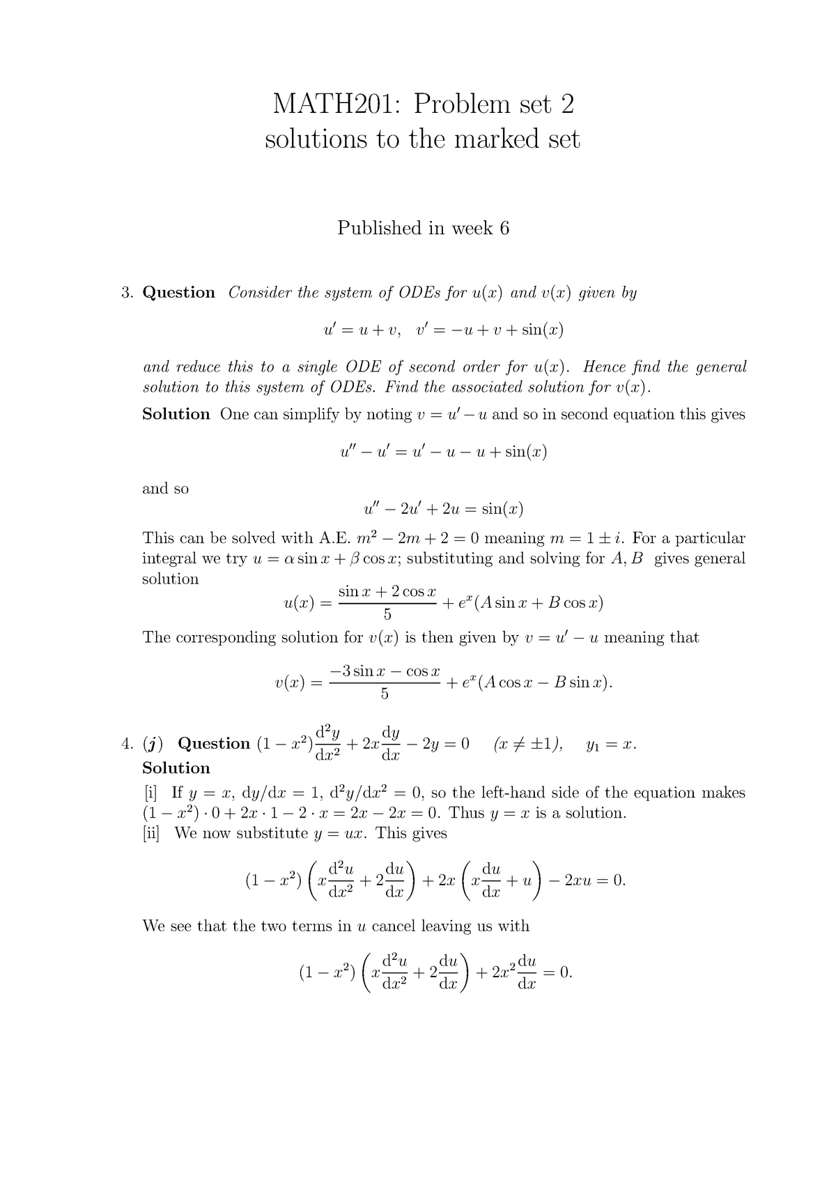 Ecm2702 14 15 Problem Set 2 Solutions Studocu