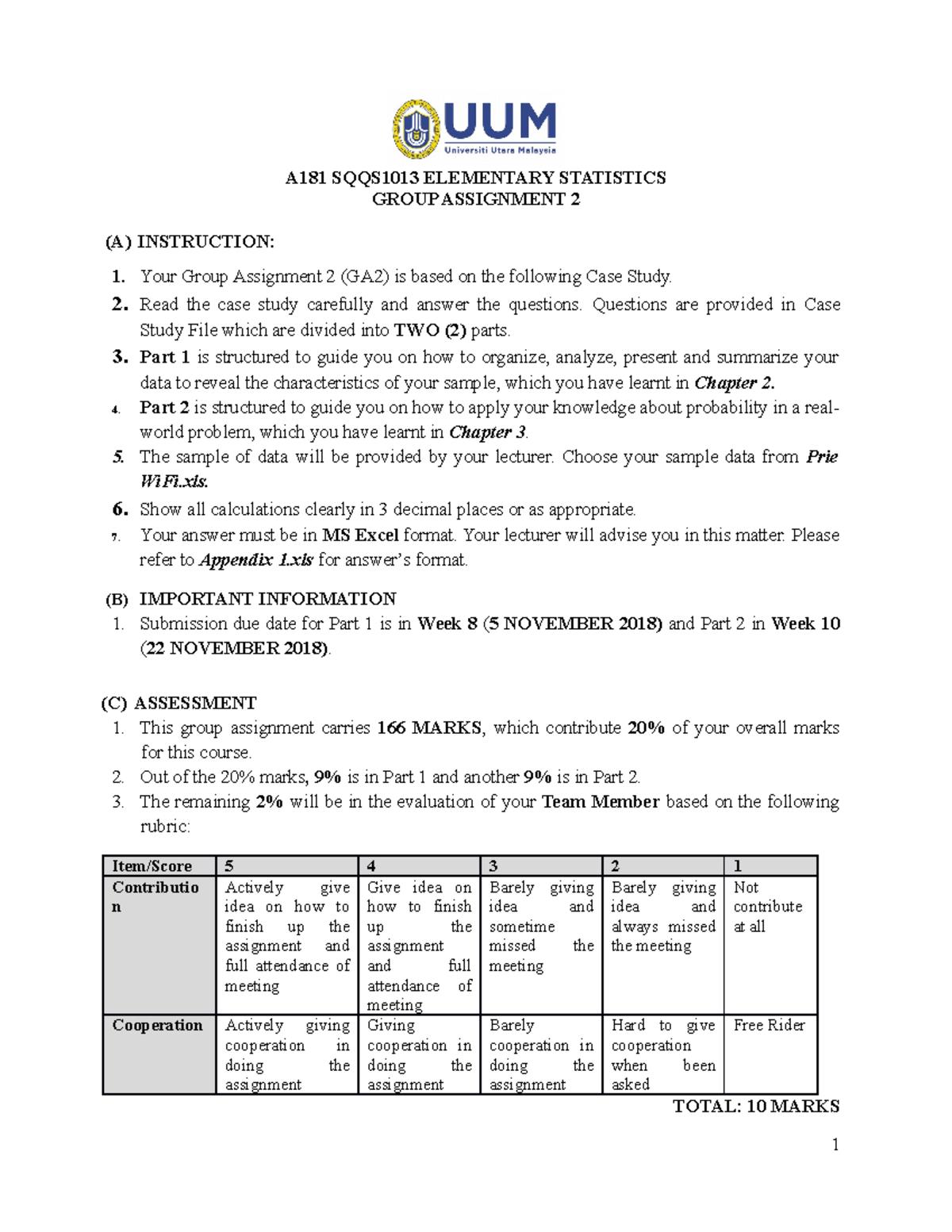 SQQS1013 Elementary Statistics Group ASS - A181 SQQS1013 ELEMENTARY ...