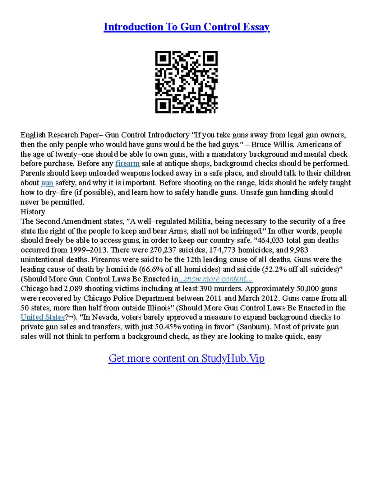 Essay On Gun Laws - Introduction To Gun Control Essay English Research ...
