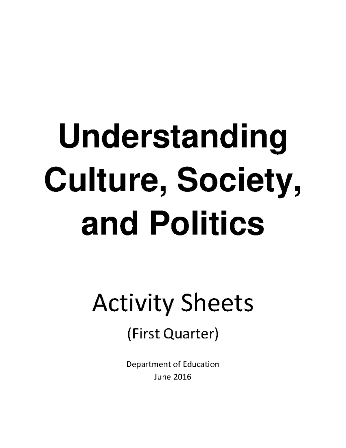 UCSP - culture - Understanding Culture, Society, and Politics Activity ...