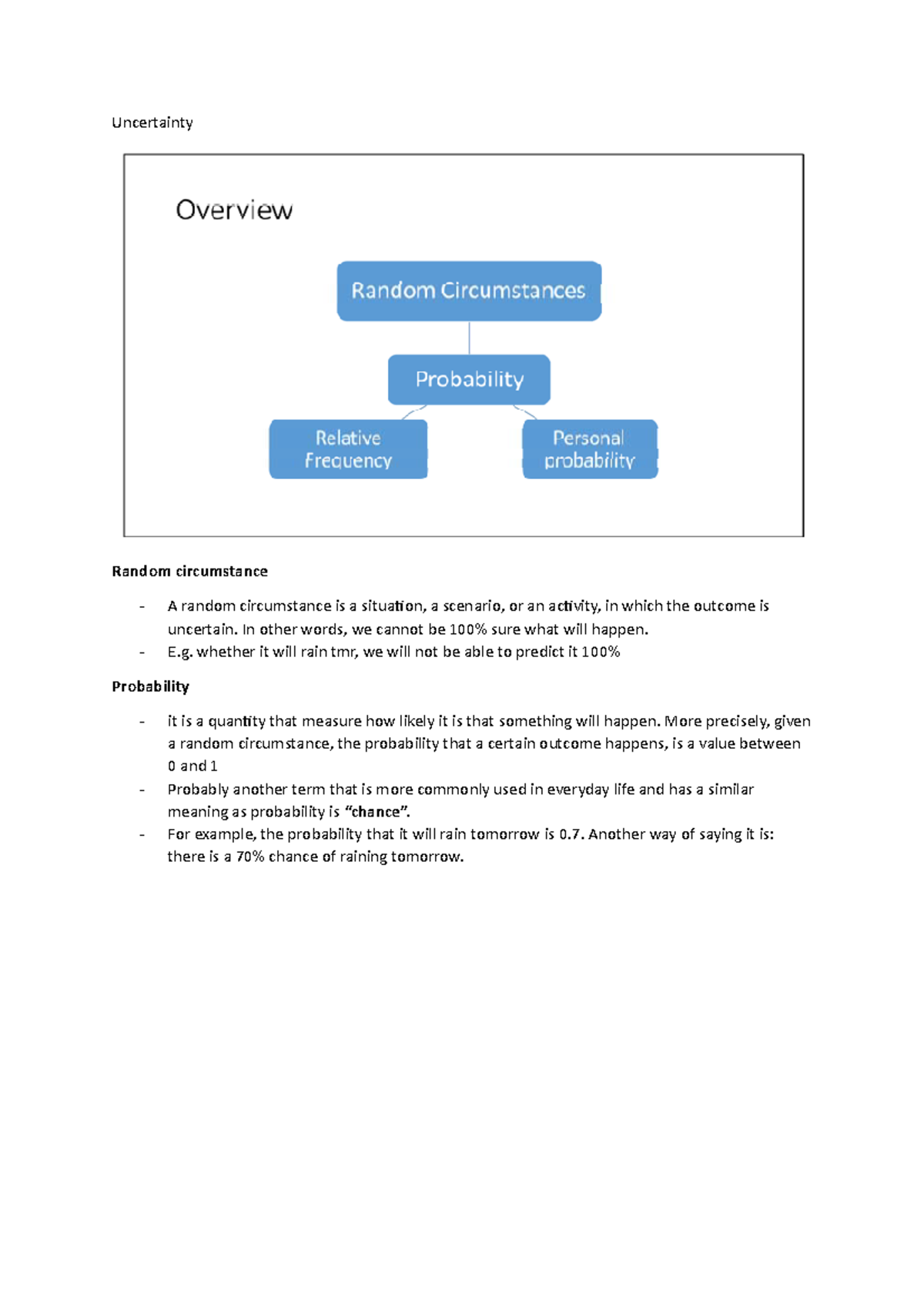 Chap 5 notes - Uncertainty Random circumstance A random circumstance is ...