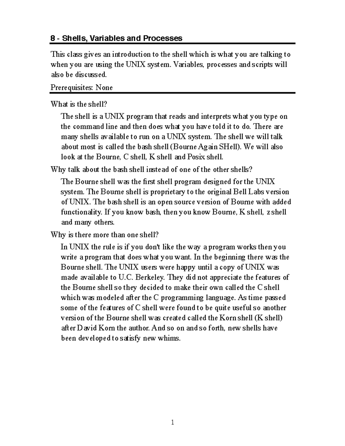 Session 08 - Lecture notes 8 - This class gives an introduction to the ...