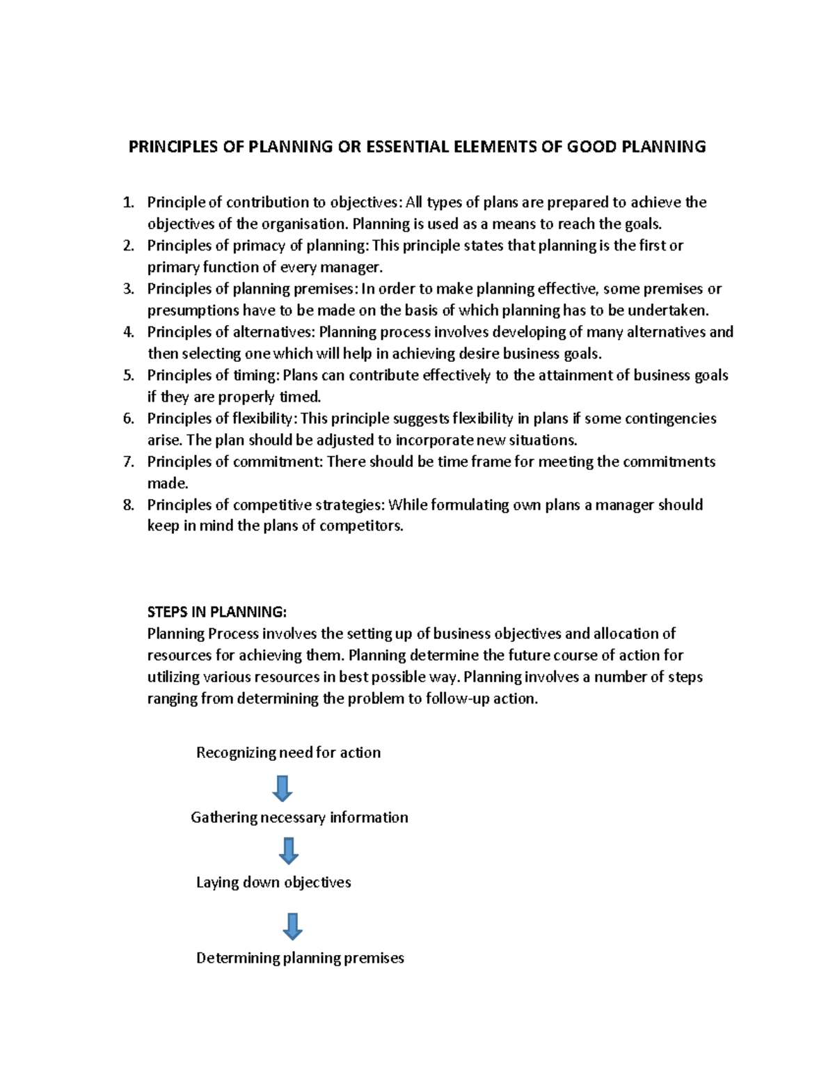 Planning 4 - Study note - PRINCIPLES OF PLANNING OR ESSENTIAL ELEMENTS ...