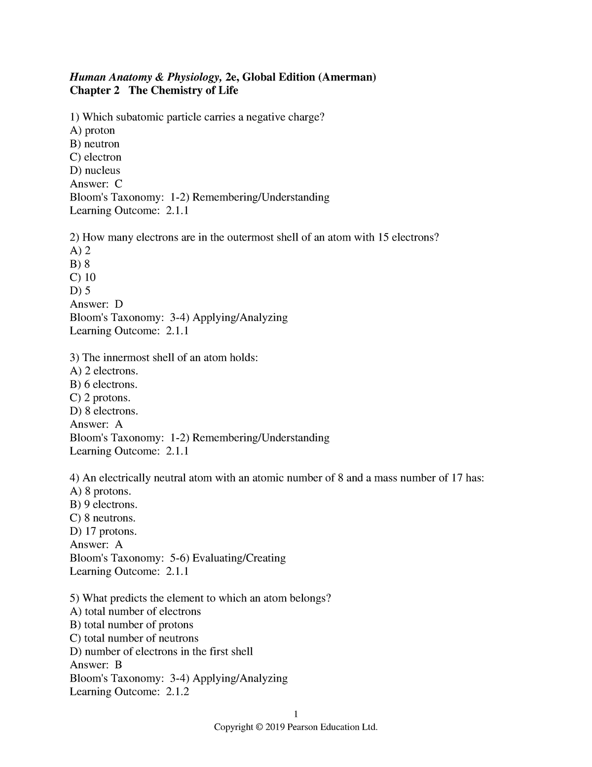 Ch 02-test-bank - imp - Human Anatomy & Physiology, 2e, Global Edition ...