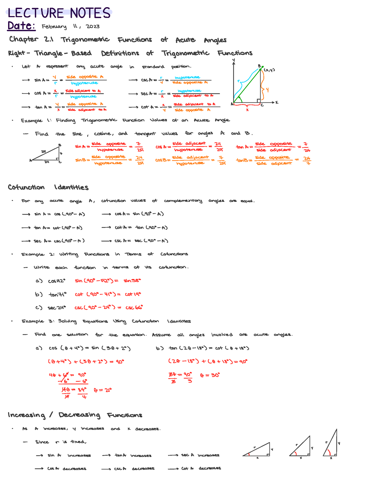 Chapter 2.1 Trigonometric Functions Of Acute Angles - C VP- S 30 C ...